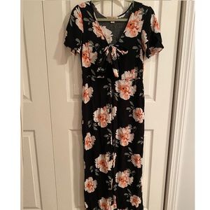 Black/Pink Floral Jumpsuit